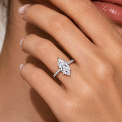 925 Sterling Silver -Carat Marquise-Cut Zircon Ring