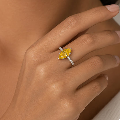 925 Sterling Silver -Carat Marquise-Cut Zircon Ring