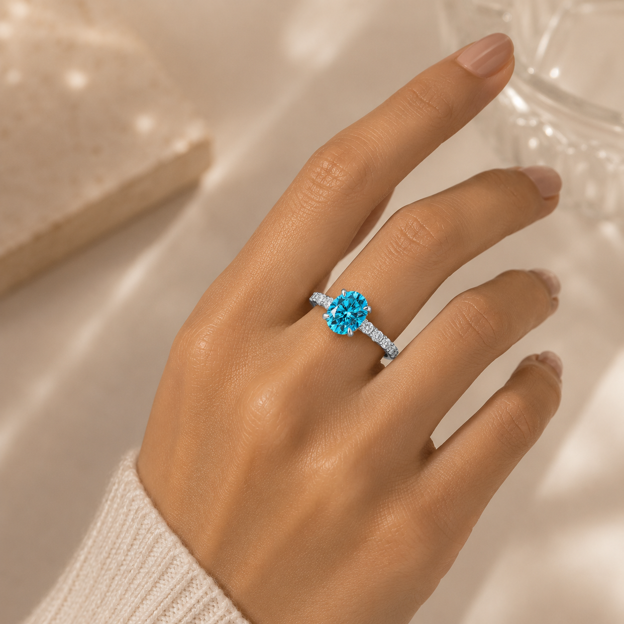925 Sterling Silver 2-Carat Oval Zircon Ring For WomenJewelry