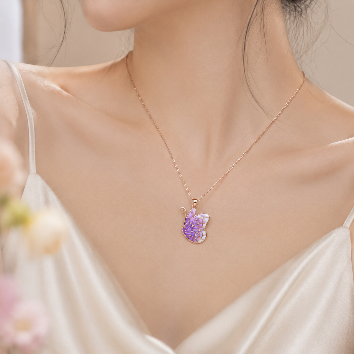 Butterfly 925 Sterling Silver Necklace Zircon Pendant Holiday Day Gift