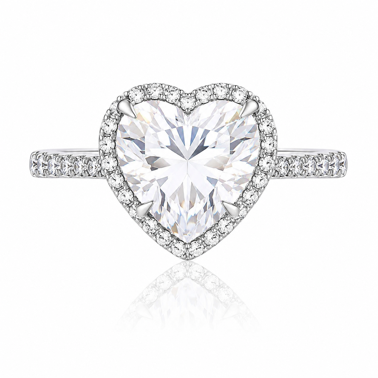 925 Sterling silver Halo Set 4 Carat Heart Cut CZ Ring for Engagements or Special Events Promise Ring