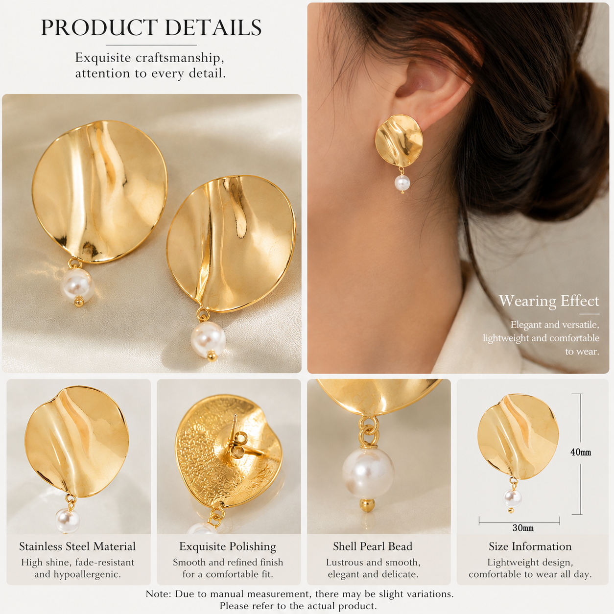 18K Gold-Plated Stainless Steel Lrregular Earrings