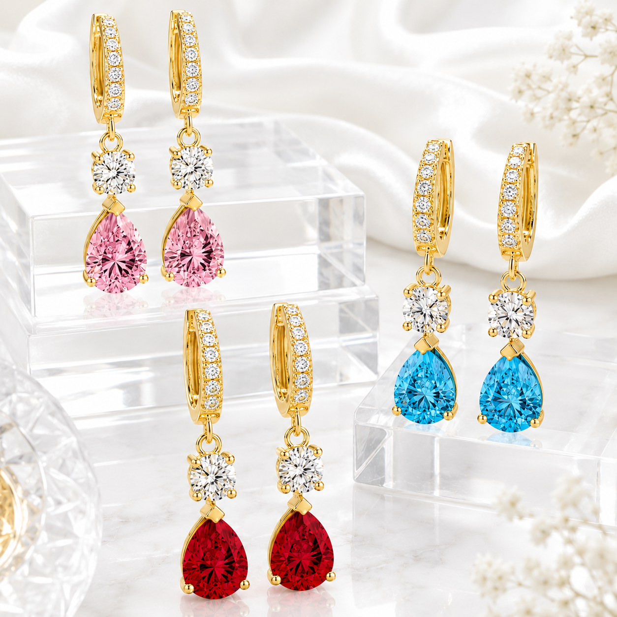 925 Sterling Silver 2 Carat Teardrop shape CZ Earrings For Ladies' High-end Jewelry