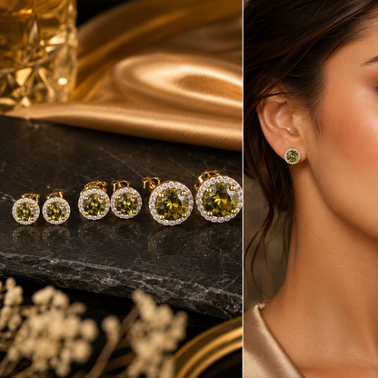Luxury 1-4 Carat Zirconia Stud Earrings 925 Sterling Silver Halo Earrings