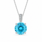 925 Sterling Silver Round Cut Multi-Color Zircon Pendant Necklace, 4 Prong Solitaire Colorful CZ Dainty Chain Necklace for Women