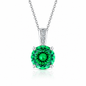 925 Sterling Silver Round Cut Multi-Color Zircon Pendant Necklace, 4 Prong Solitaire Colorful CZ Dainty Chain Necklace for Women