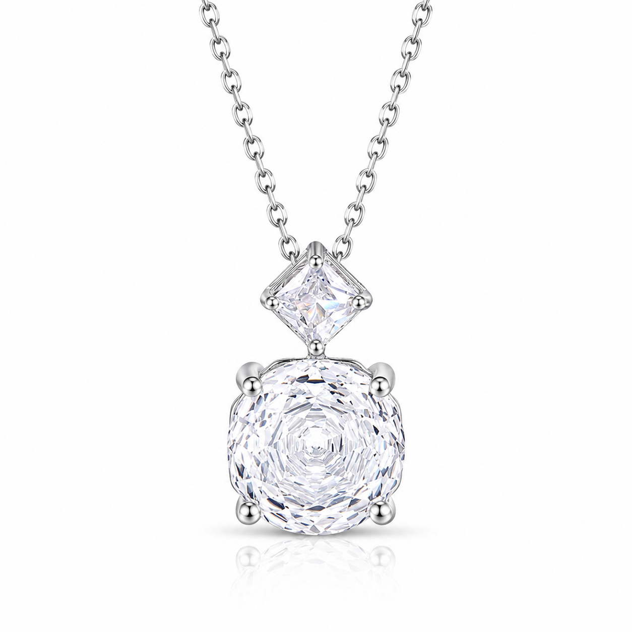 Cushion Rose Cut Zircon Pendant Necklace 925 Sterling Silver Cubic Zirconia Dainty Jewelry Gift For Women