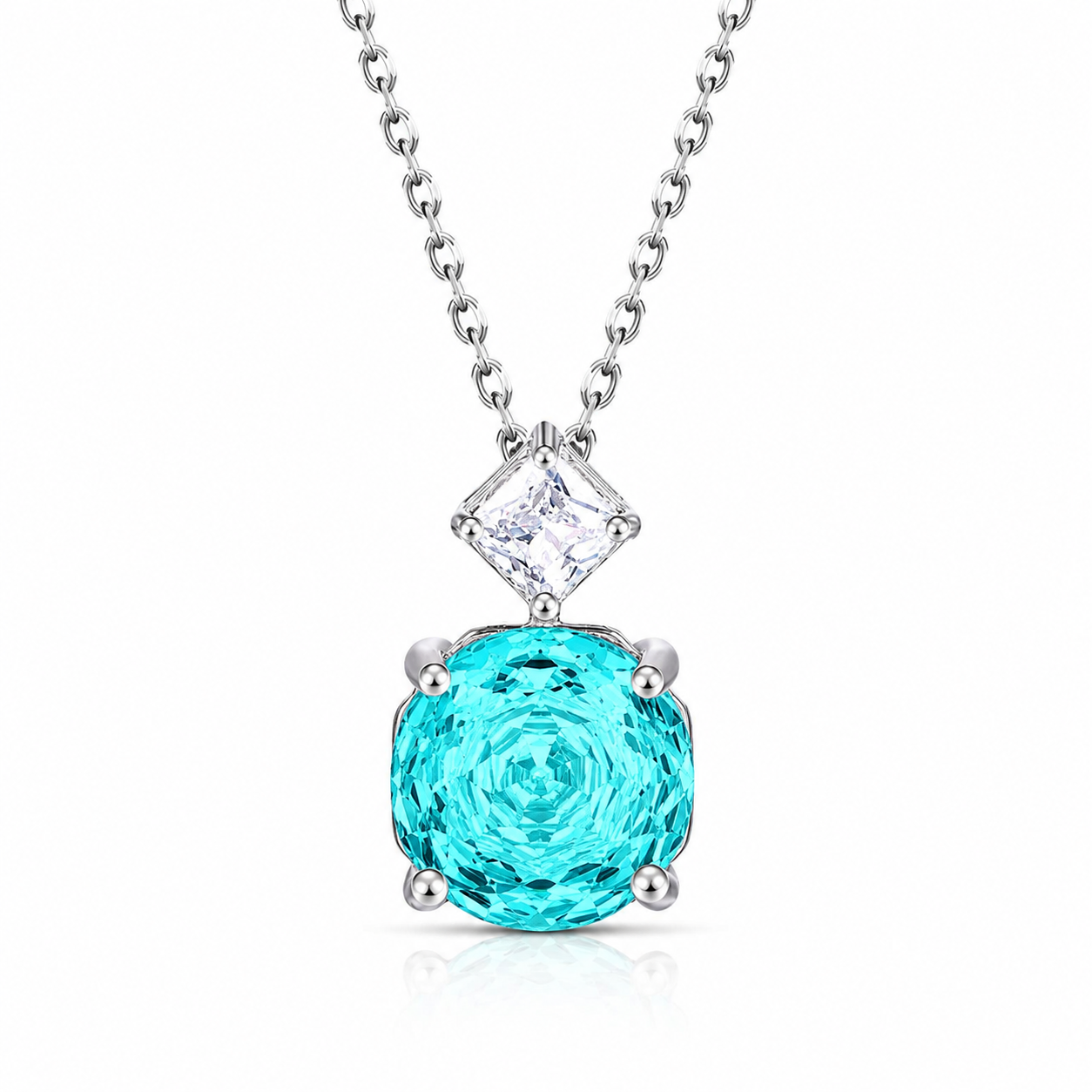 Cushion Rose Cut Zircon Pendant Necklace 925 Sterling Silver Cubic Zirconia Dainty Jewelry Gift For Women