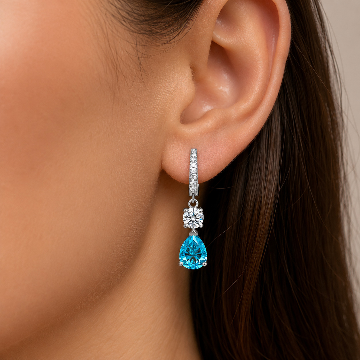 925 Sterling Silver 2 Carat Teardrop shape CZ Earrings For Ladies' High-end Jewelry