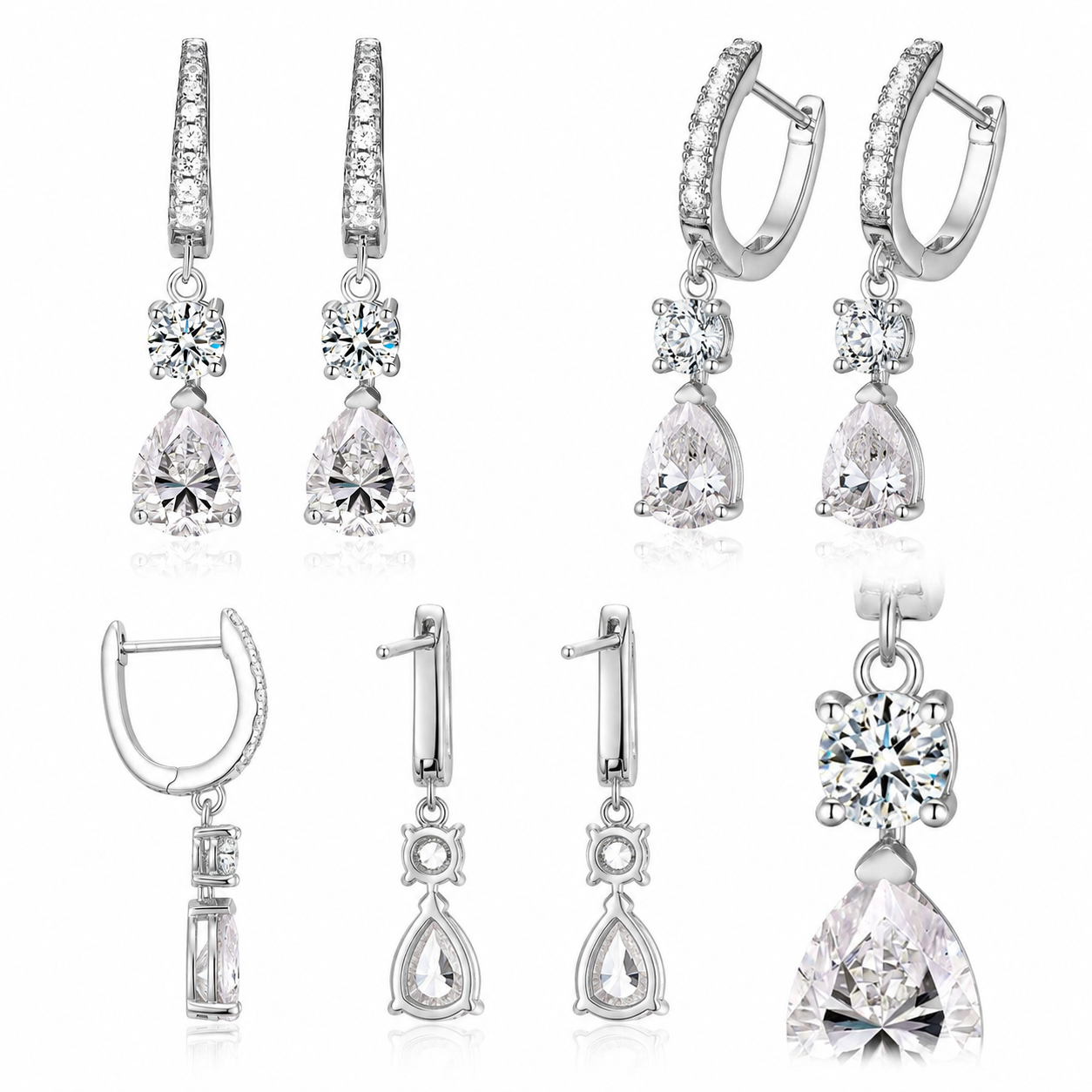 925 Sterling Silver 2 Carat Teardrop shape CZ Earrings For Ladies' High-end Jewelry