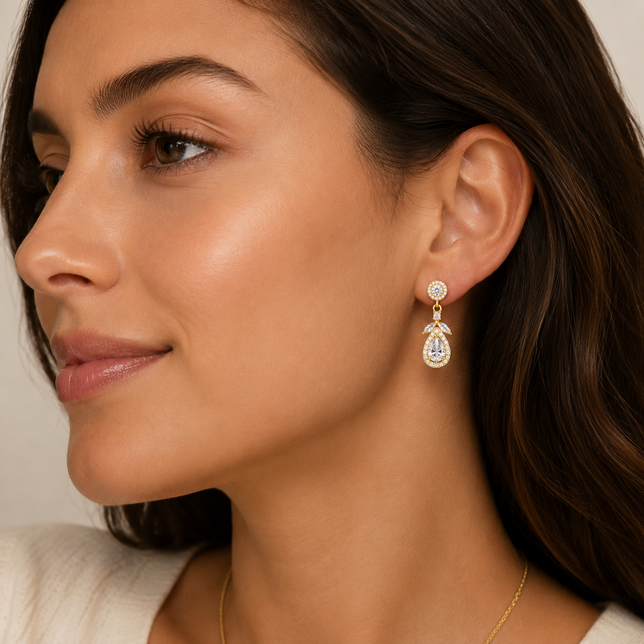 S925 Sterling Silver Teardrop CZ Drop Earrings – Elegant Sparkling Dangle Earrings for Women