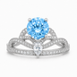 925 Sterling Silver Crown Ring with Blue Zirconia Stone | Elegant Princess Statement Ring
