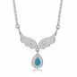 925 Silver Zirconium Angel Necklace with Teardrop Zircon Pendant for Women