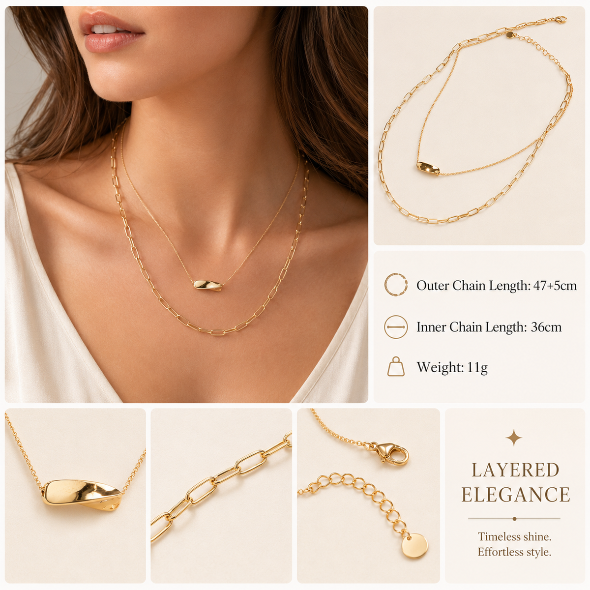 Stainless Steel 18K Gold-Plated Stack Necklaces
