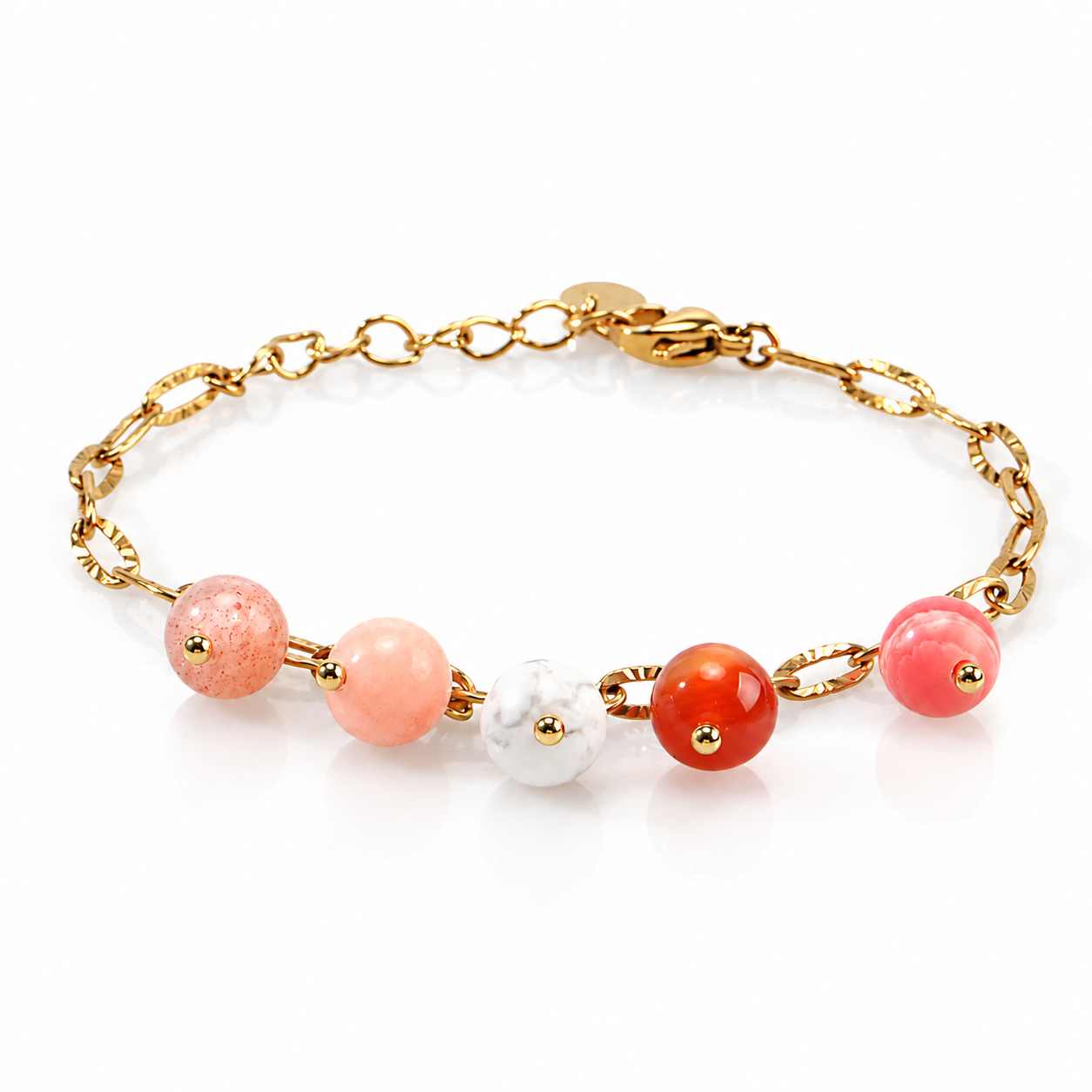 18K Gold-Plated Stainless Steel Nature Stone Extension Stack Bracelets