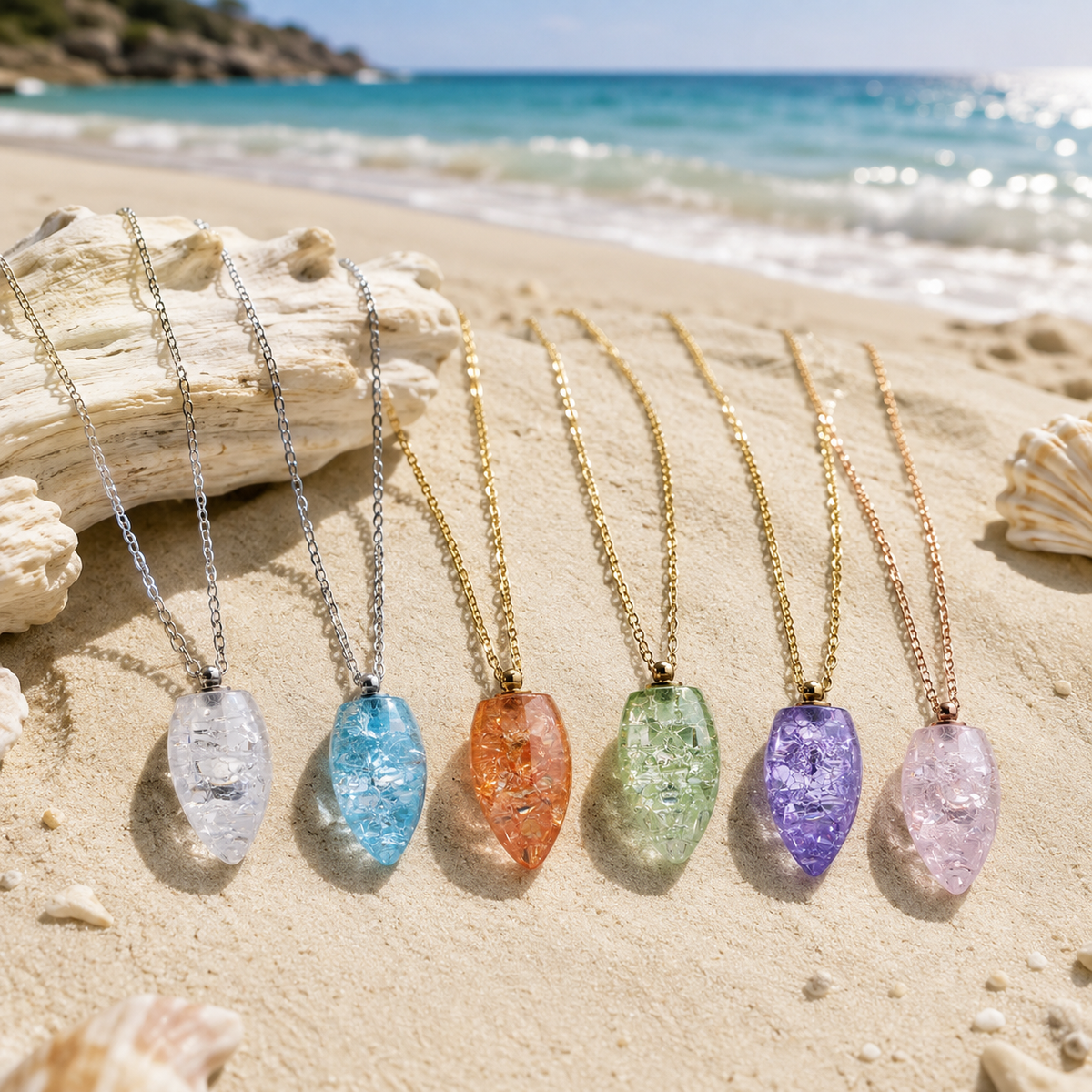 18K Gold-Plated Stainless Steel Colorful Zircon Pendant Necklace