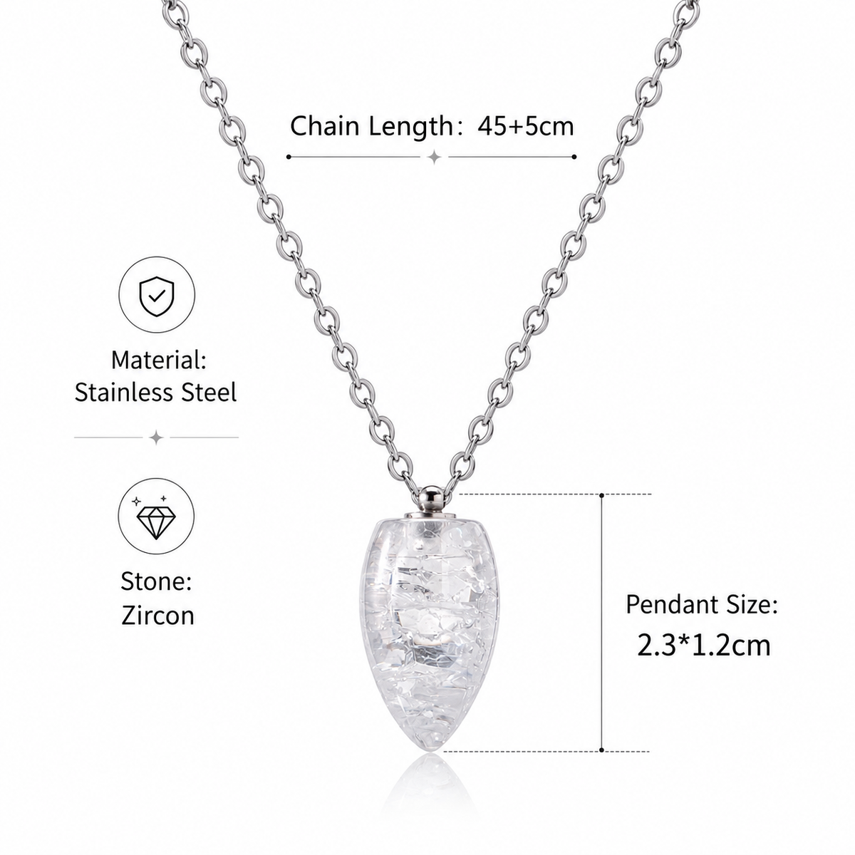 18K Gold-Plated Stainless Steel Colorful Zircon Pendant Necklace
