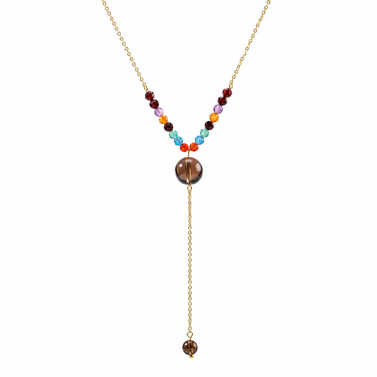 Stainless Steel Semi-Precious Stone Beaded Pendant Extension Necklace