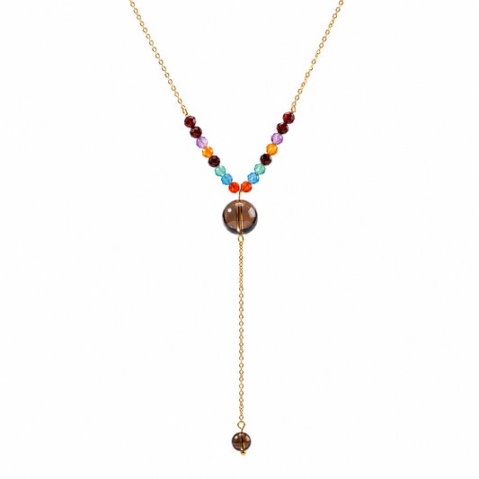 Stainless Steel Semi-Precious Stone Beaded Pendant Extension Necklace