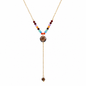 Stainless Steel Semi-Precious Stone Beaded Pendant Extension Necklace