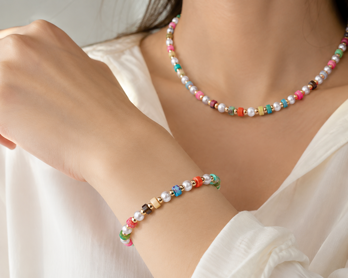 18K Gold-Plated Stainless Steel Shell Bead Shell Pearl Bracelet