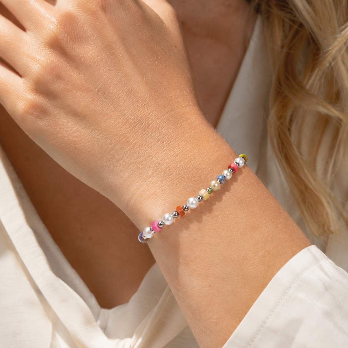 18K Gold-Plated Stainless Steel Shell Bead Shell Pearl Bracelet