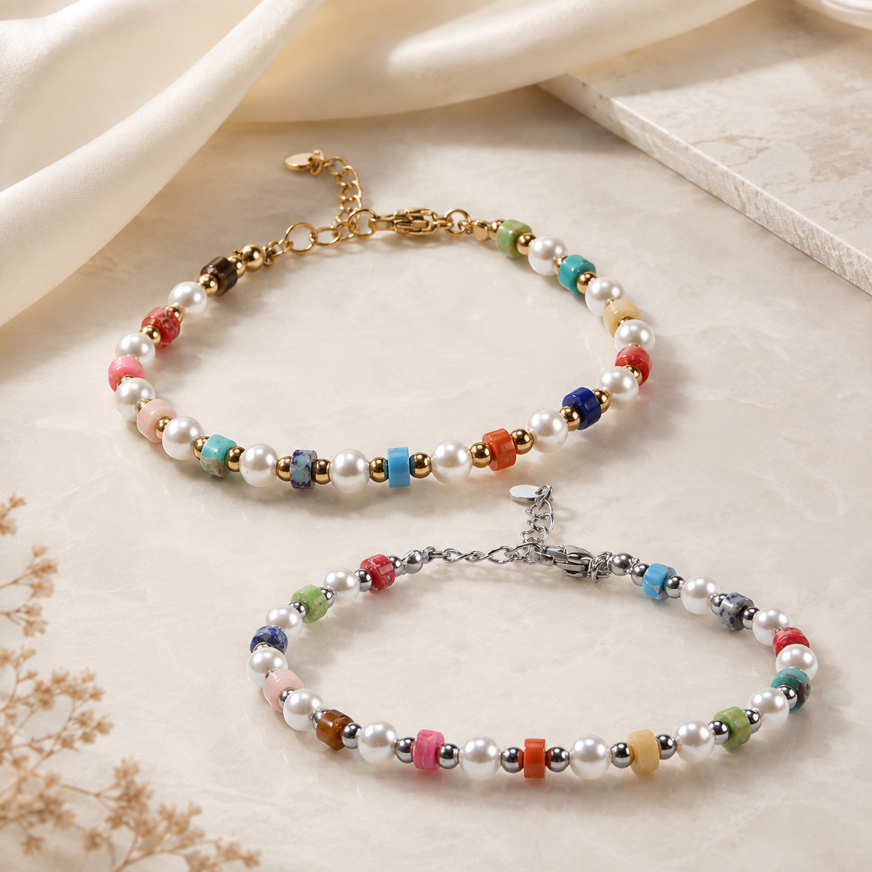 18K Gold-Plated Stainless Steel Shell Bead Shell Pearl Bracelet