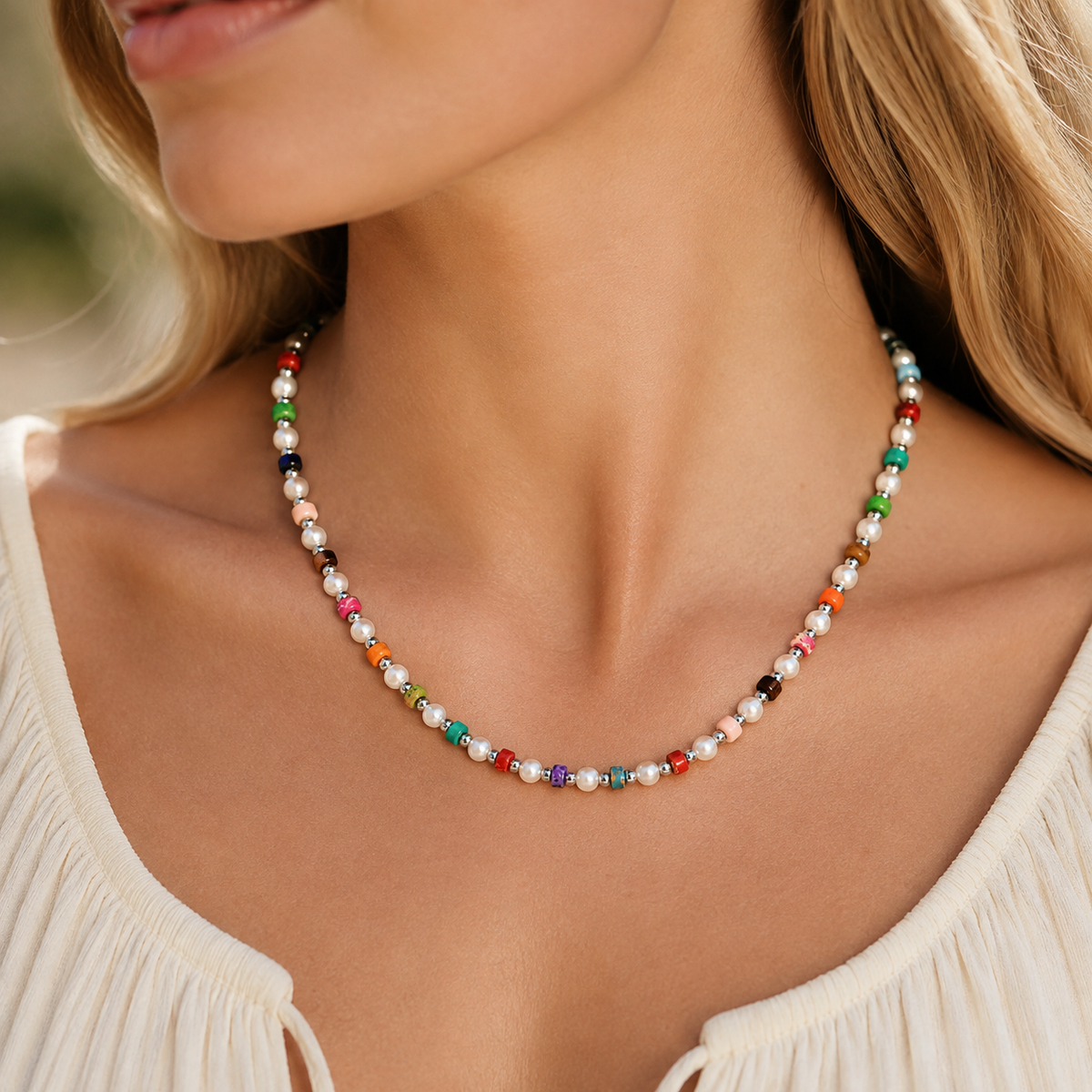 18K Gold-Plated Stainless Steel Shell Bead Shell Pearl Necklace
