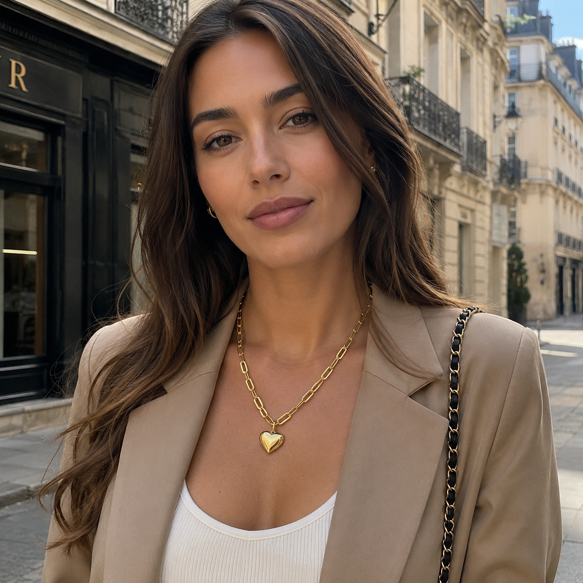 Stainless Steel 18K Gold Plated Heart Necklace For Women Jewelry