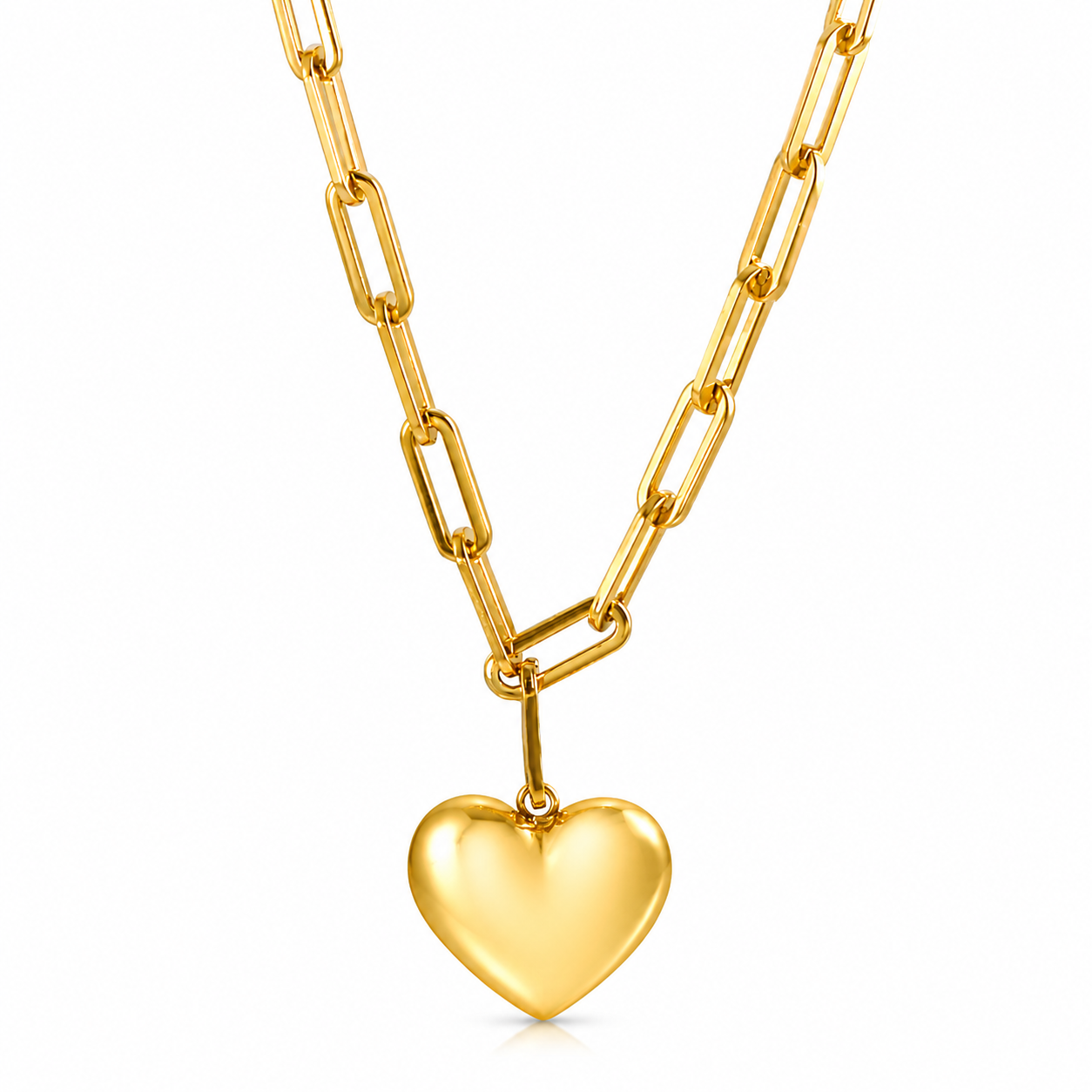 Stainless Steel 18K Gold Plated Heart Necklace For Women Jewelry