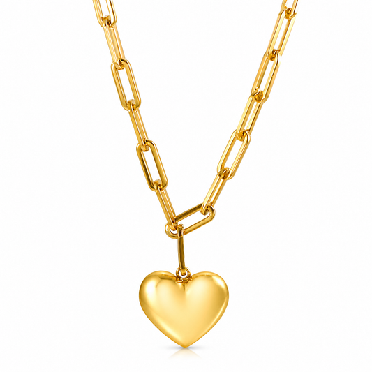 Stainless Steel 18K Gold Plated Heart Necklace For Women Jewelry