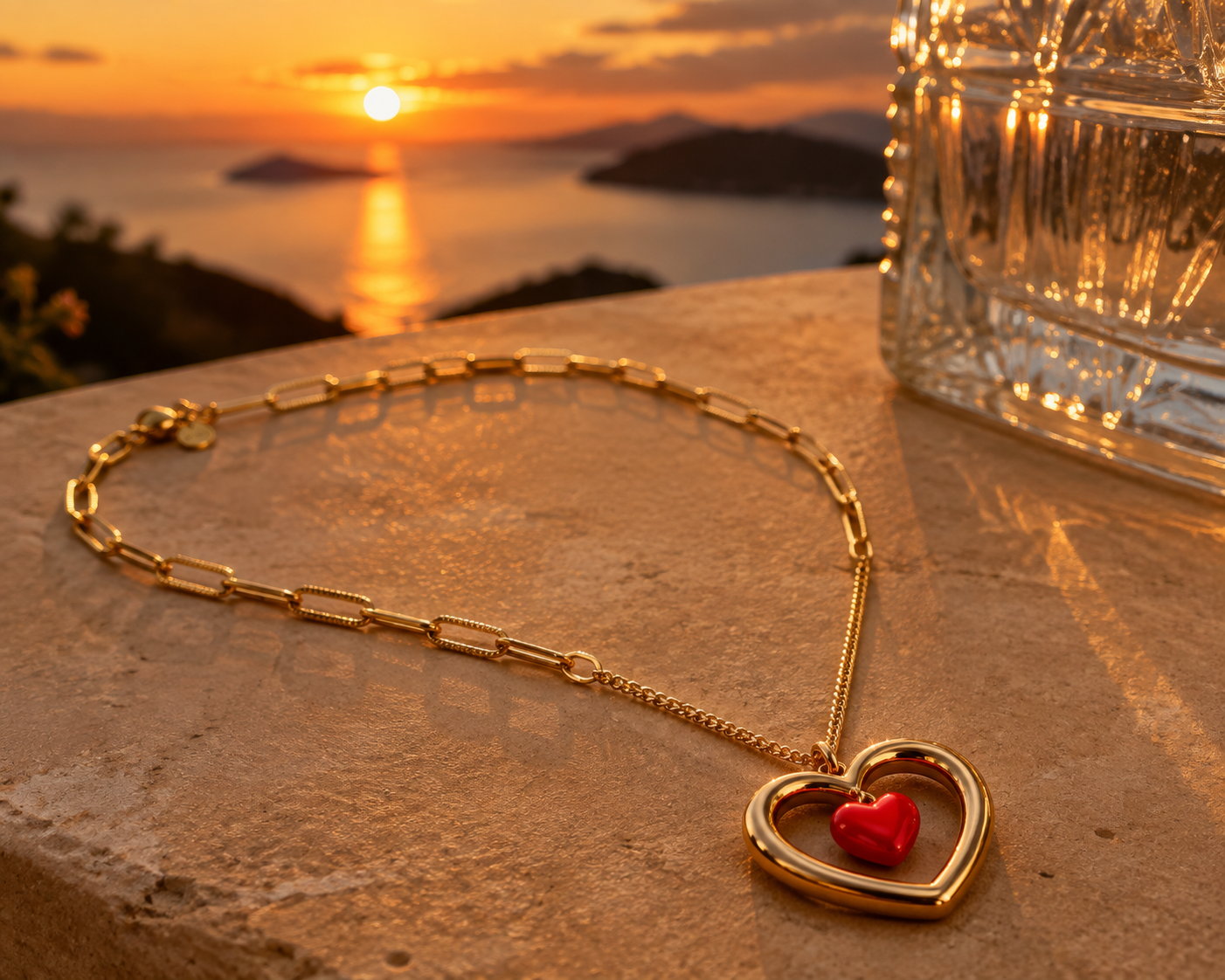 Stainless Steel 18K Gold-Plated Heart Pendant Necklace