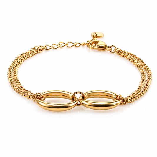 Stainless Steel 18K Gold-Plated Oval Links Bracelet
