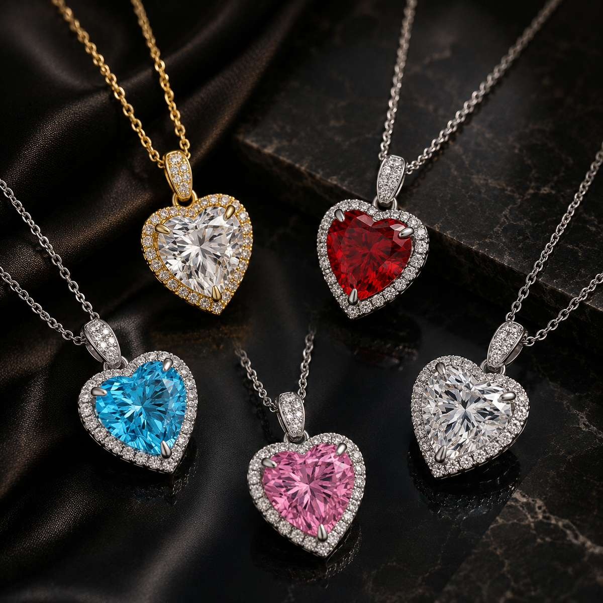 925 Sterling Silver 2 Carat Heart Cut CZ Necklaces For Ladies' High-end Jewelry