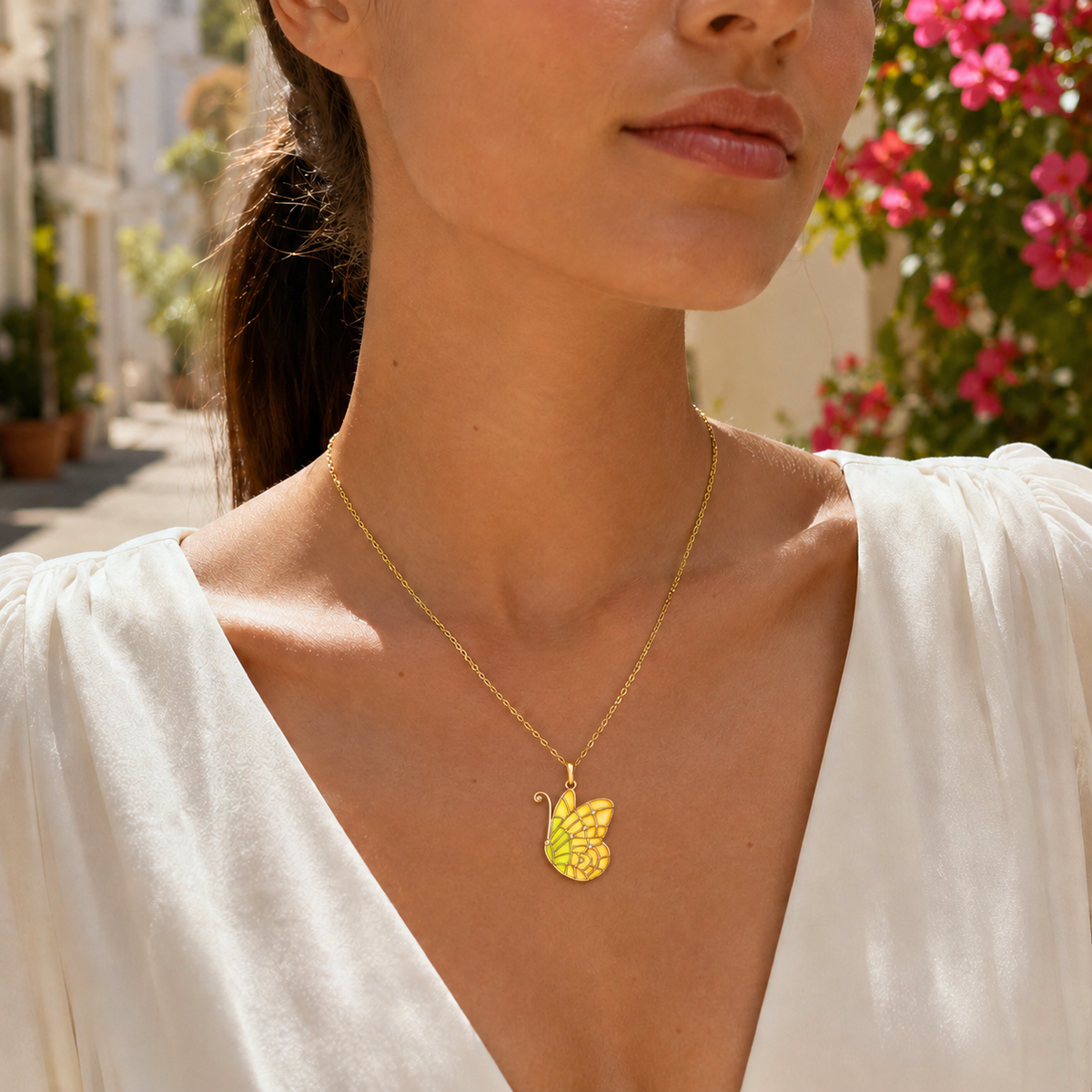Butterfly 925 Sterling Silver Necklace Zircon Pendant Holiday Day Gift