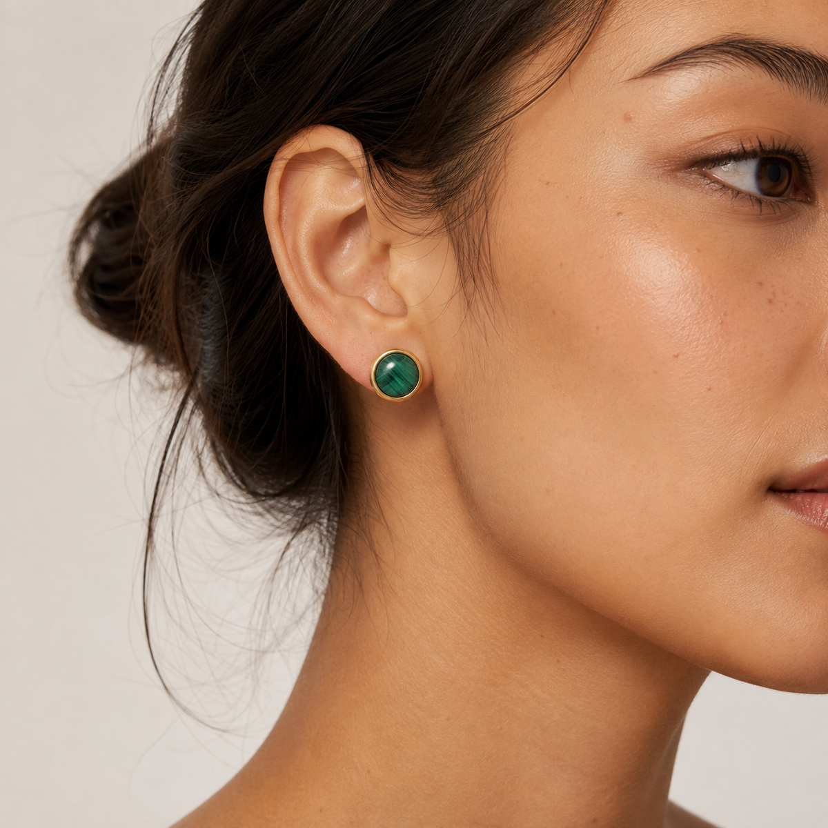 Women's Fine Jewelry Stainless Steel 18K Gold-Plated Natural Stone Earrings