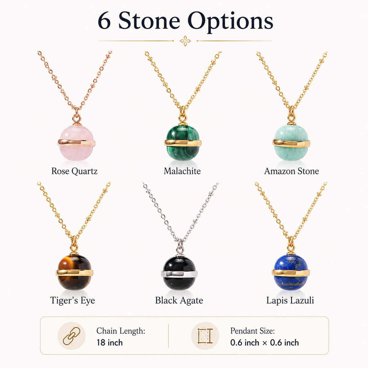 Women's Fine Jewelry Stainless Steel 18K Gold-Plated Natural Stone Necklace