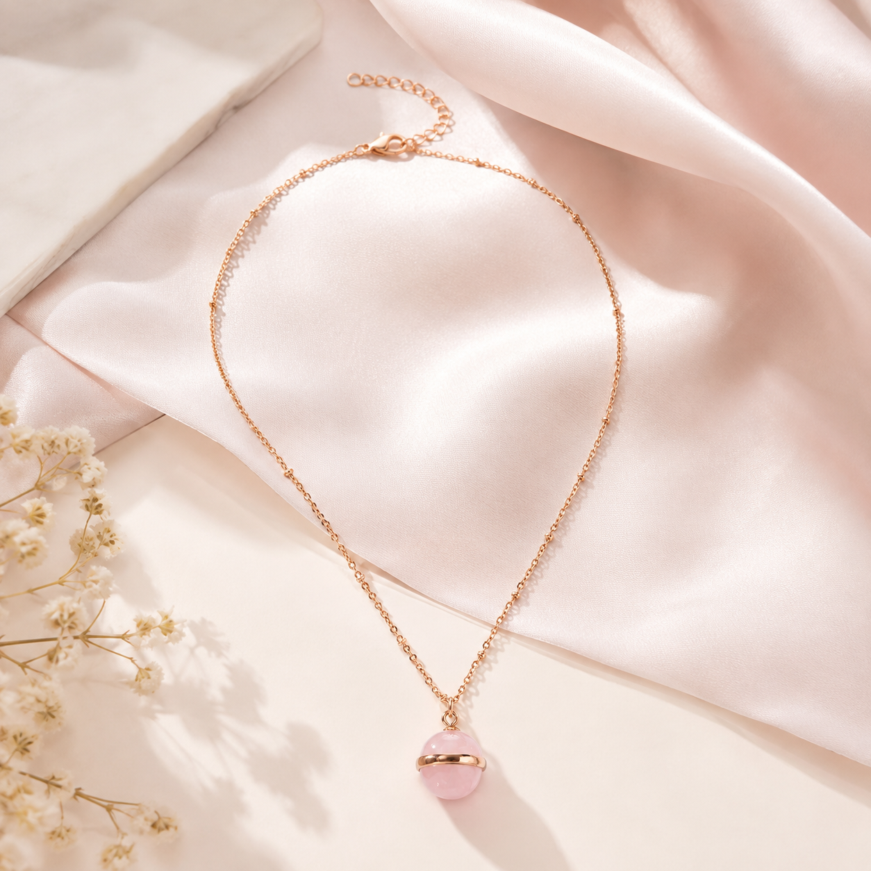 Women's Fine Jewelry Stainless Steel 18K Gold-Plated Natural Stone Necklace