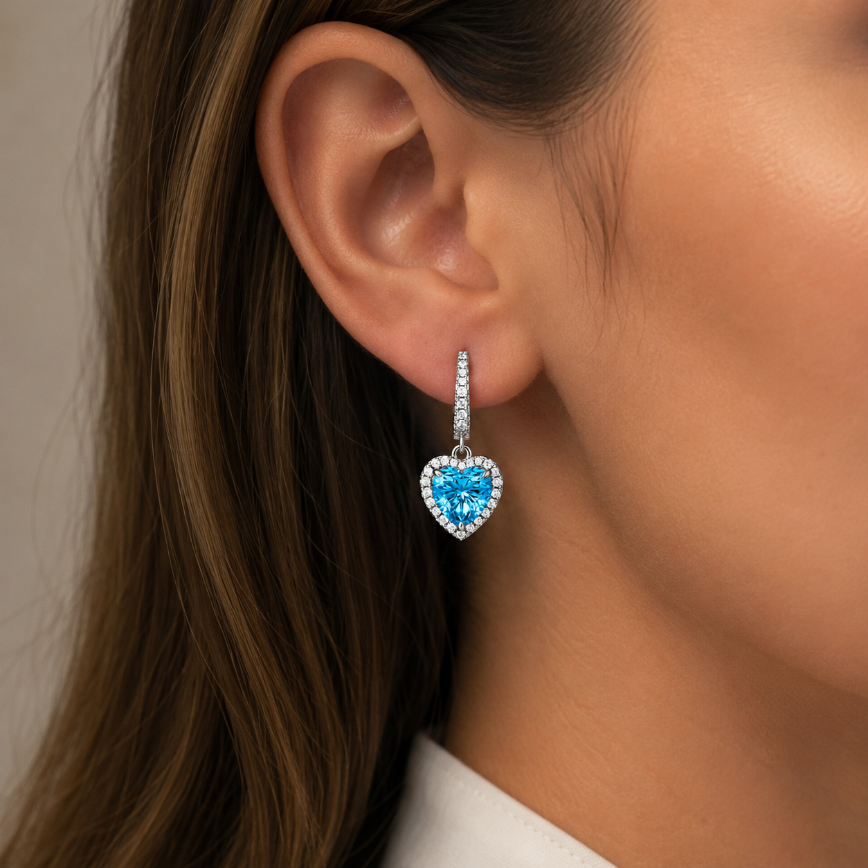 Luxury 925 Sterling Silver Blue Heart CZ Jewelry Set – Sparkling Heart Necklace, Earrings & Ring