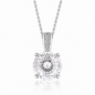 925 Sterling Silver Round Cut Multi-Color Zircon Pendant Necklace, 4 Prong Solitaire Colorful CZ Dainty Chain Necklace for Women