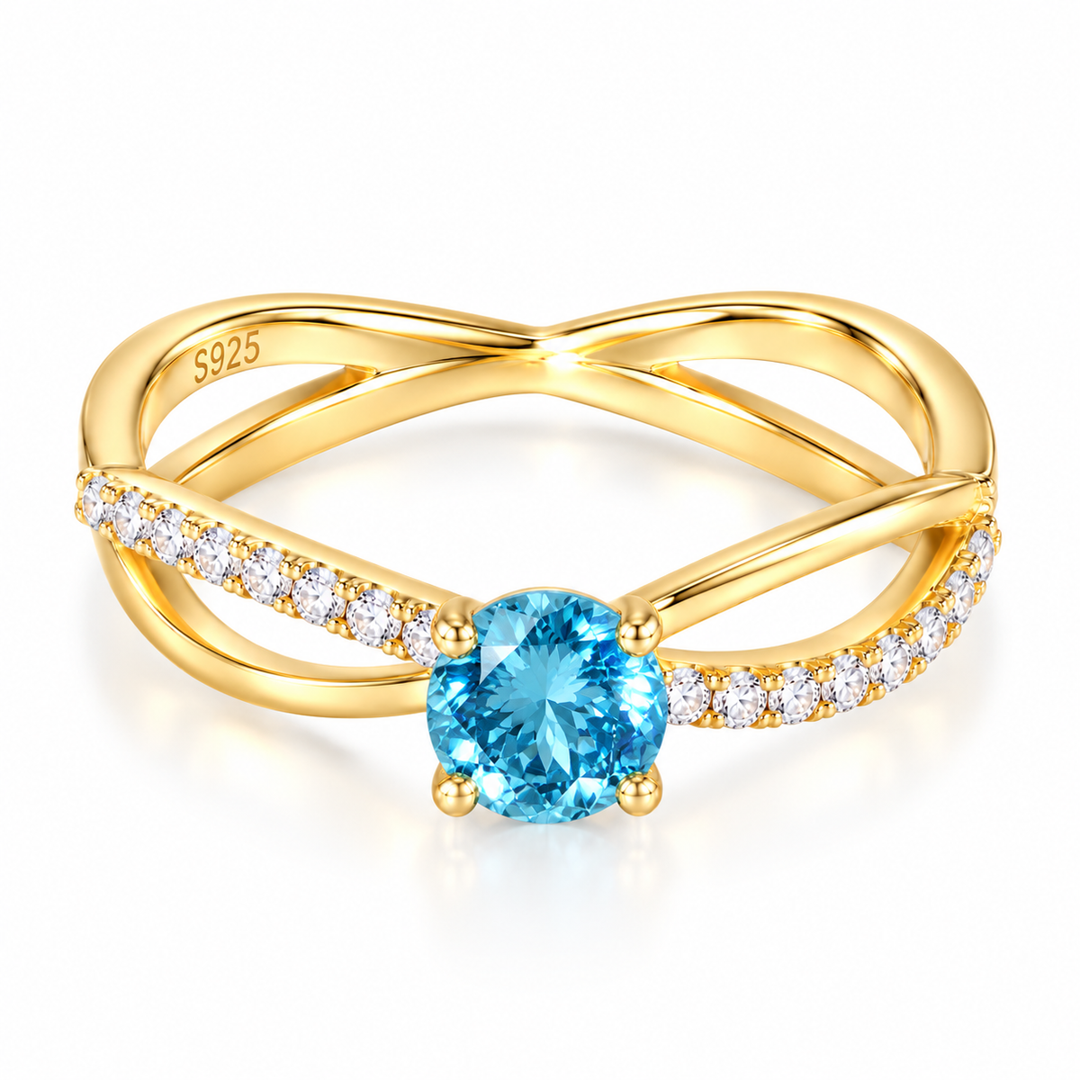 925 Sterling Silver Cubic Zirconia Ring for Women – Gold Minimal Promise Engagement Ring