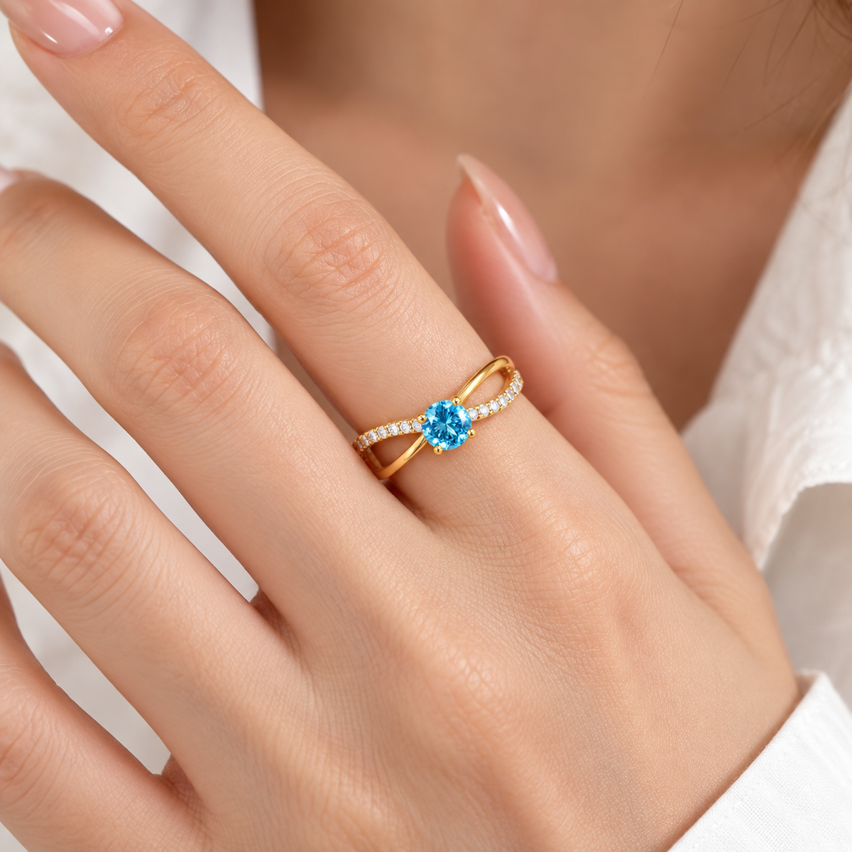 925 Sterling Silver Cubic Zirconia Ring for Women – Gold Minimal Promise Engagement Ring