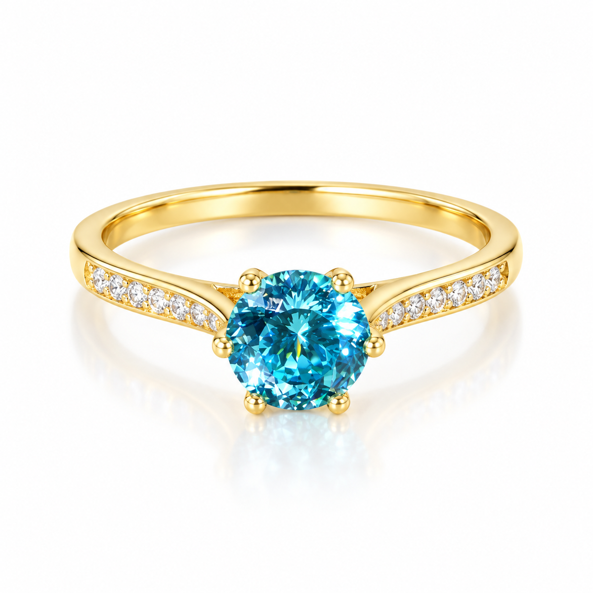 18K Gold Plated 925 Sterling Silver Rotatable CZ Ring for Women – Sparkling Spinner Fidget Promise Band
