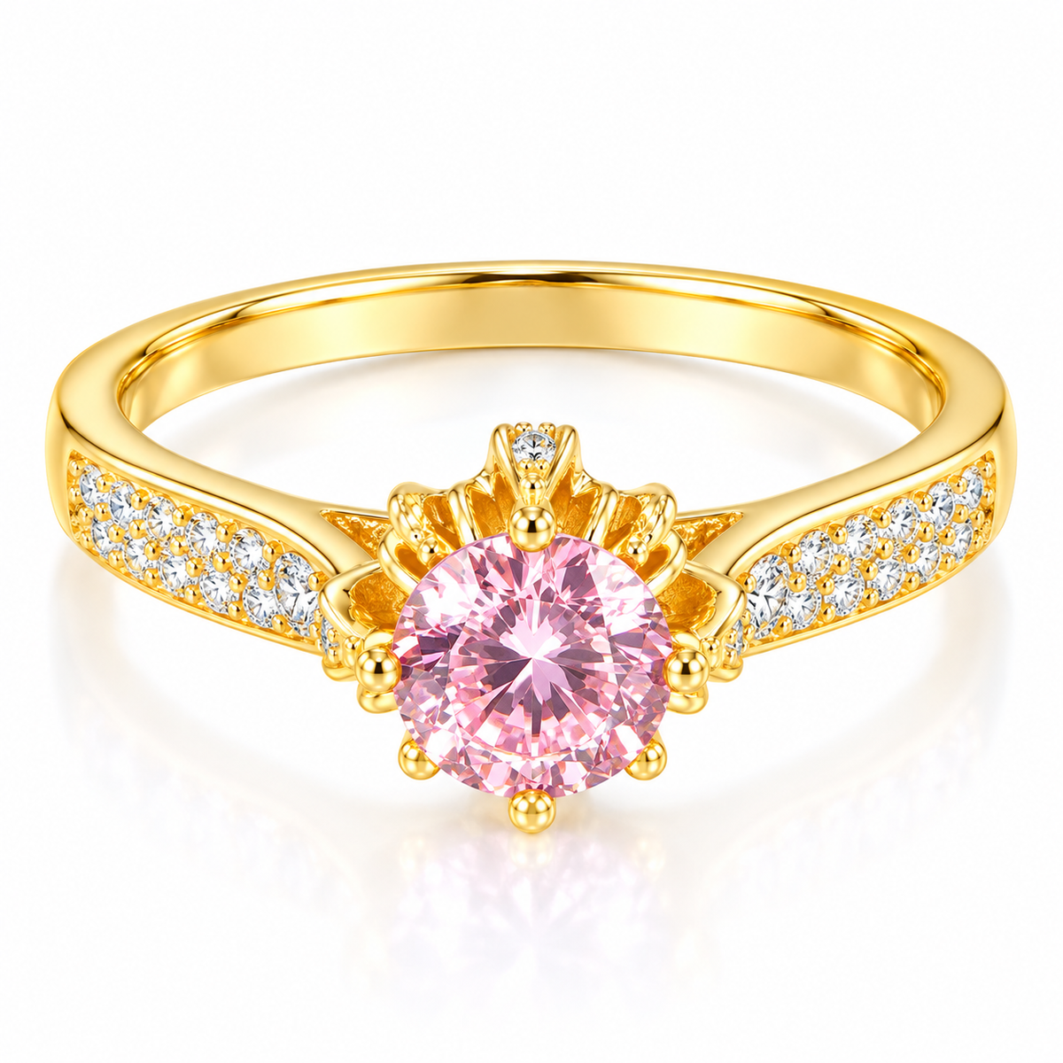 18K Gold Plated 925 Sterling Silver Crown Set CZ Engagement Ring for Women – Royal Tiara Promise Band