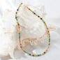 Oudisijewelry Semi Precious Decor Beaded Necklaces Series Colorful Handmade Natural Stone Cylinder Beads Chain Necklace