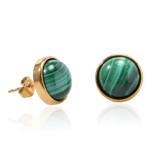 Women's Fine Jewelry Stainless Steel 18K Gold-Plated Natural Stone Earrings