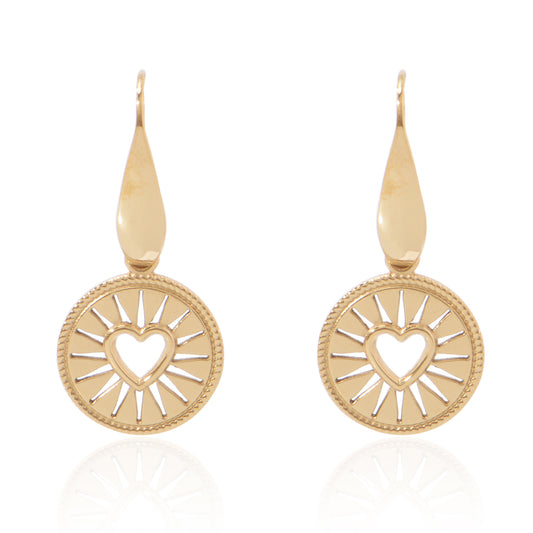 Stainless Steel 18K Gold Plating  Hollow heart drop earring