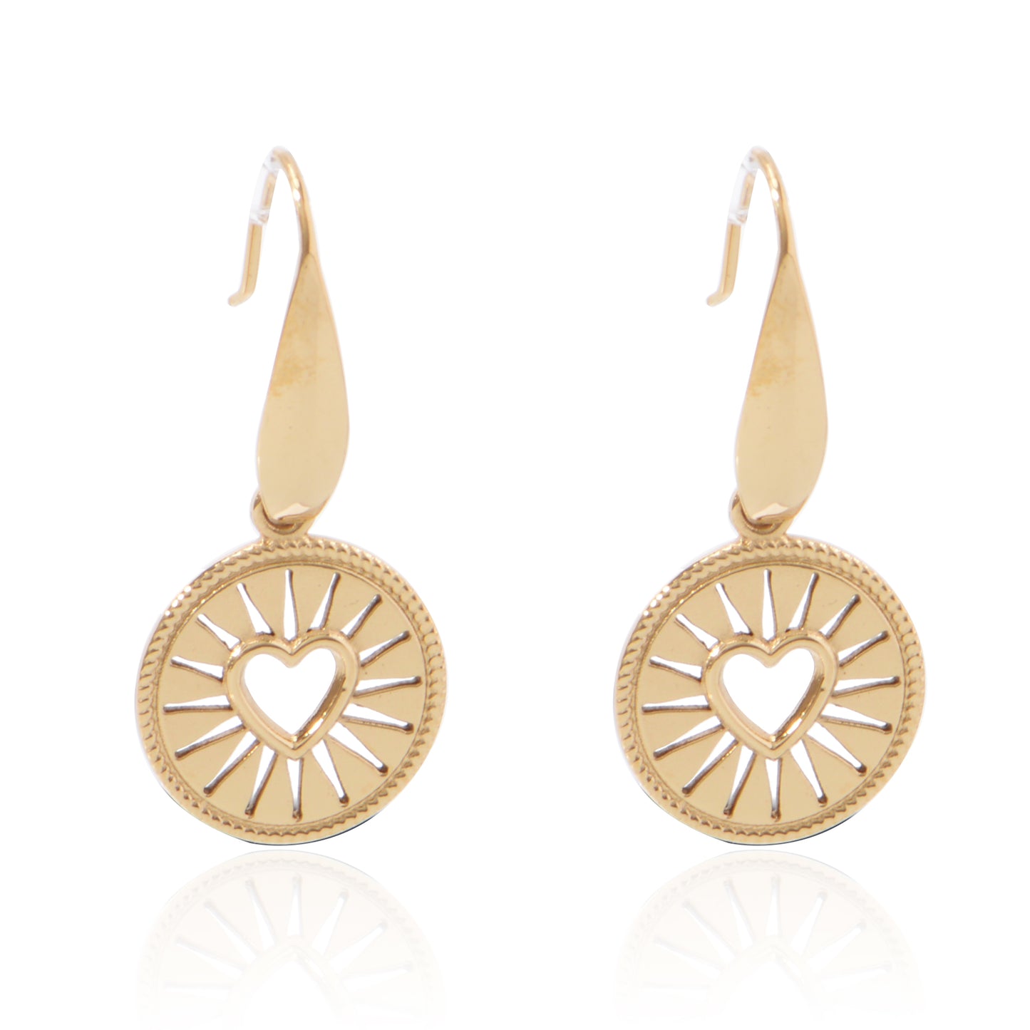 Stainless Steel 18K Gold Plating  Hollow heart drop earring
