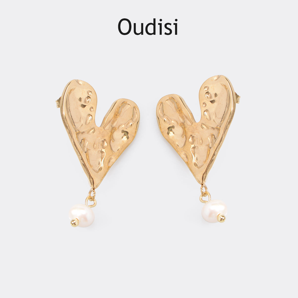 18CT gold-plated textured drop earring