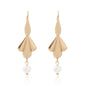 Stainless Steel 18K Gold-Plated Shell Pearl Petal Drop Earring